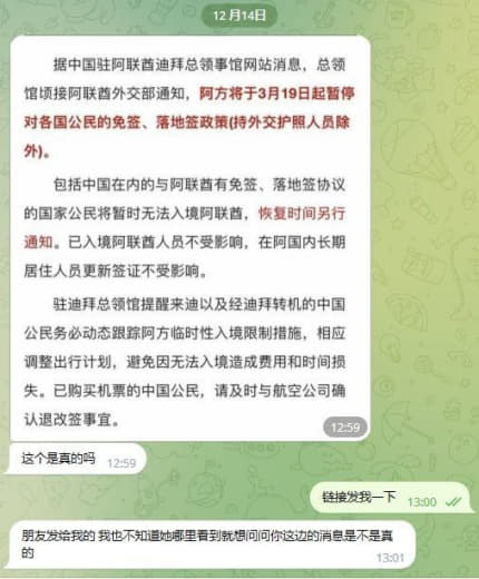 因出了迪拜暂停续旅游签后续风波